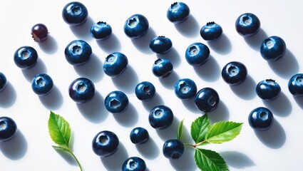 Fresh ripe blueberries and bilberries in a forest scene