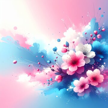 Abstract border frame of flowers painting with spring flowers irus background graphic resource