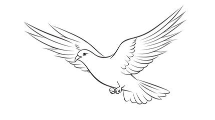 Obraz premium One Line Drawing of Dove Symbolizing Peace and Freedom in Flight