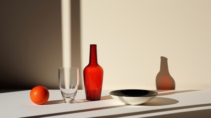 Sunlit still life of table setting