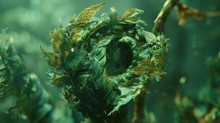 Whimsical green plant formation abstract nature stock image