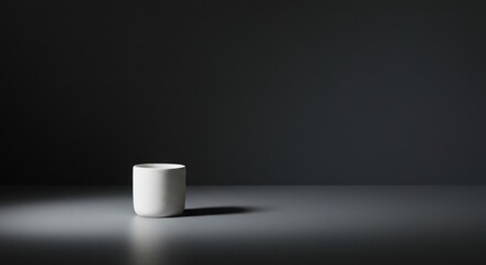 White cylindrical pot on gray background