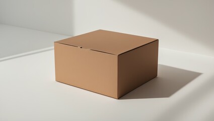 Packaging template of a brown cardboard box with shadow, isolated on white