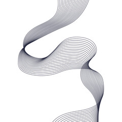 Abstract futuristic modern wave line background for design. Technology Data Flow Concept. Black lines on white background. Wave with lines created using blend tool. Curved wavy line, smooth stripe.