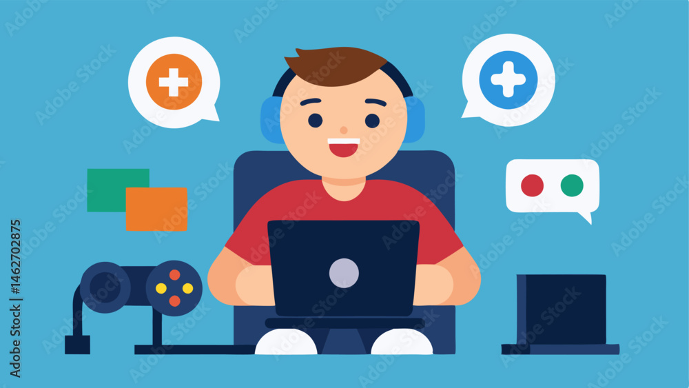 Poster inclusive gaming a content creator with a speech disability playing a video game using adaptive gami