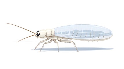Detailed White Silverfish Insect Flat Vector Illustration for Design Projects