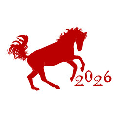 vector illustration of a red horse jumping. The theme of the new year 2026
