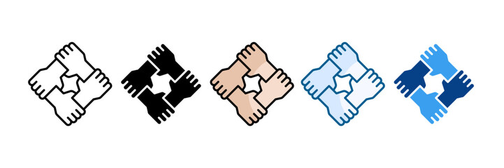 United Hands Icon Set Multiple Style Collection