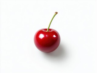 Single shiny cherry isolate on white background