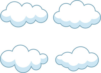 Clouds vector illustration. Cartoon clouds isolated on blue sky panorama vector collection.