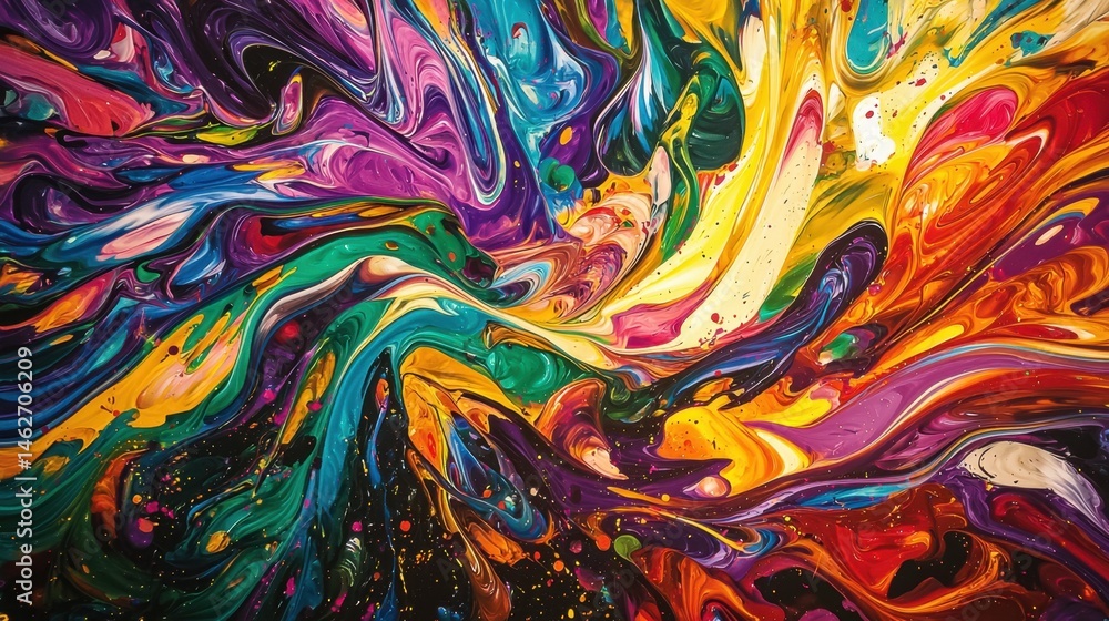 Aufkleber a mesmerizing swirl of vivid colors blends together, showcasing an artistic creation filled with ene