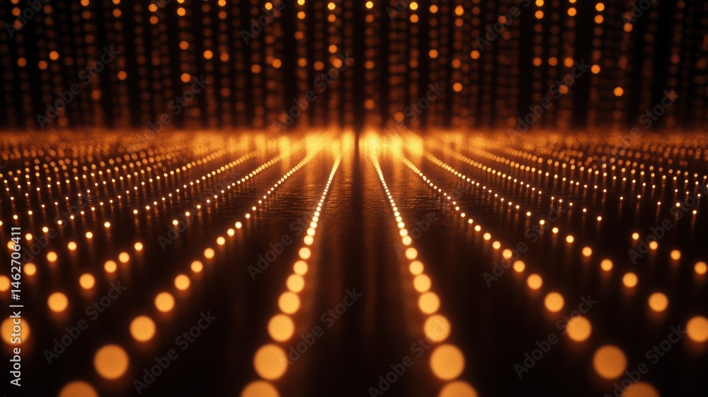 Poster abstract background with glowing dotted lines - ai generative
