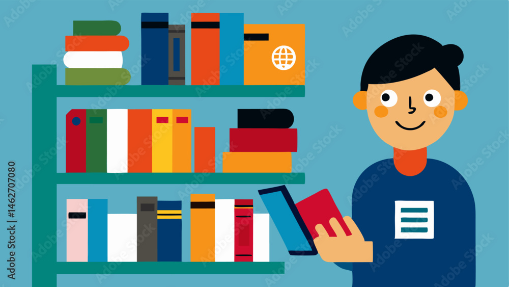Poster multilingual resources a bookshelf filled with books in multiple languages prominently featuring a p