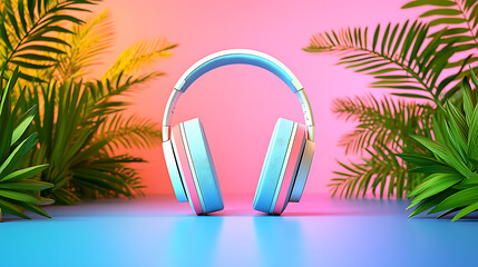 White Pixel Headphones in Tropical Setting