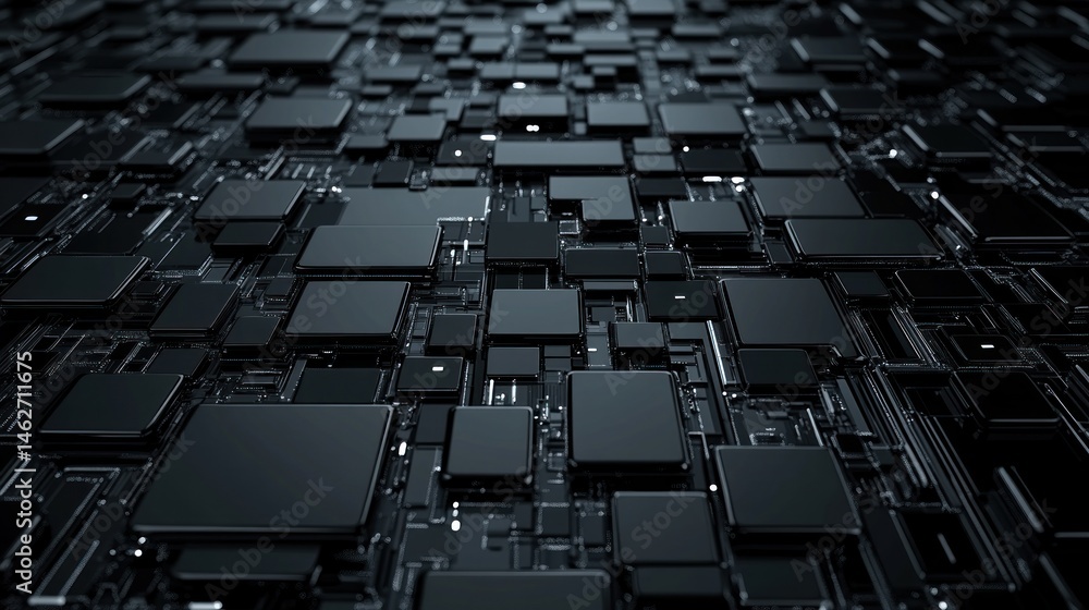 Aufkleber abstract dark metallic square texture background 3 d digital rendering