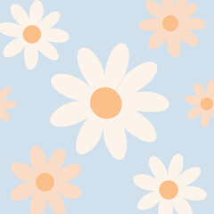 Obraz premium Seamless vector floral pattern with pink and white daisy flowers for spring and summer design