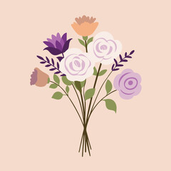 Naklejka premium A floral vector illustration presents a beautiful bouquet of pink roses, a lovely design element for nature and spring themes, evoking feelings of love and beauty