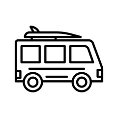 Surfing Bus vector icon set collection. Surfing Bus Outline flat Icon.