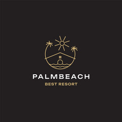 Minimalist Line Art Palm House Resort Logo Template, Creative Minimal Vector Design