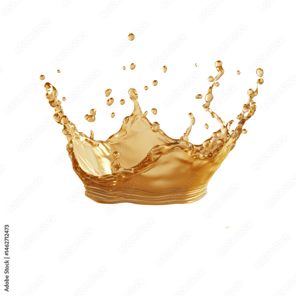 Poster golden liquid splash crown isolated transparent design element on transparent background
