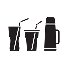 Black Straws and Tumblers Silhouettes Clipart – Summer Drink, Barware Set