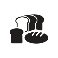 Black Sliced Bread, Whole Loaf, and Toast Silhouettes Clipart – Simple Food Vector Set