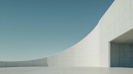 Curved concrete wall minimalist architecture design