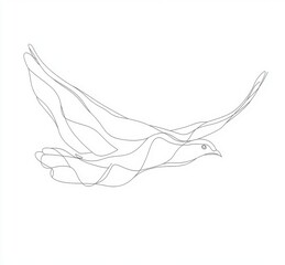 one line dove flying vector illustration on white background. bird's silhouette. Peace day 