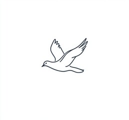 one line dove flying vector illustration on white background. bird's silhouette. Peace day 