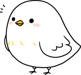 Cute Cartoon Bird,Kawaii White Chick Illustration,Adorable Little,Sweet White Bird with Pink Cheeks on Transparent Background AI Generative