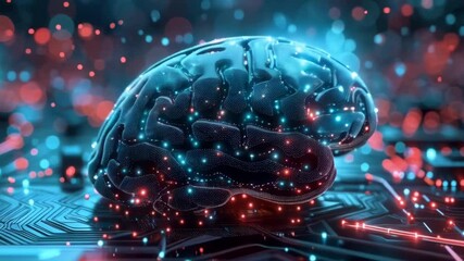 Brain in interactive digital interface, high-tech concept - Powered by Adobe