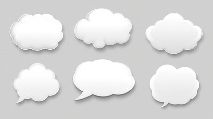 White blank retro speech bubbles isolated vector set. Illustration of cloud bubble speech for communication illustration , no logos, no brands