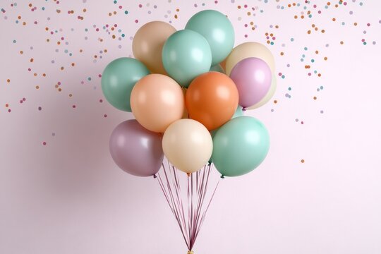 Shimmering New Year’s Eve party decorations with balloons and confetti