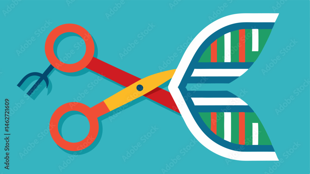 Poster gene editing tool an illustration of a pair of scissors symbolizing crispr technology hovering over 