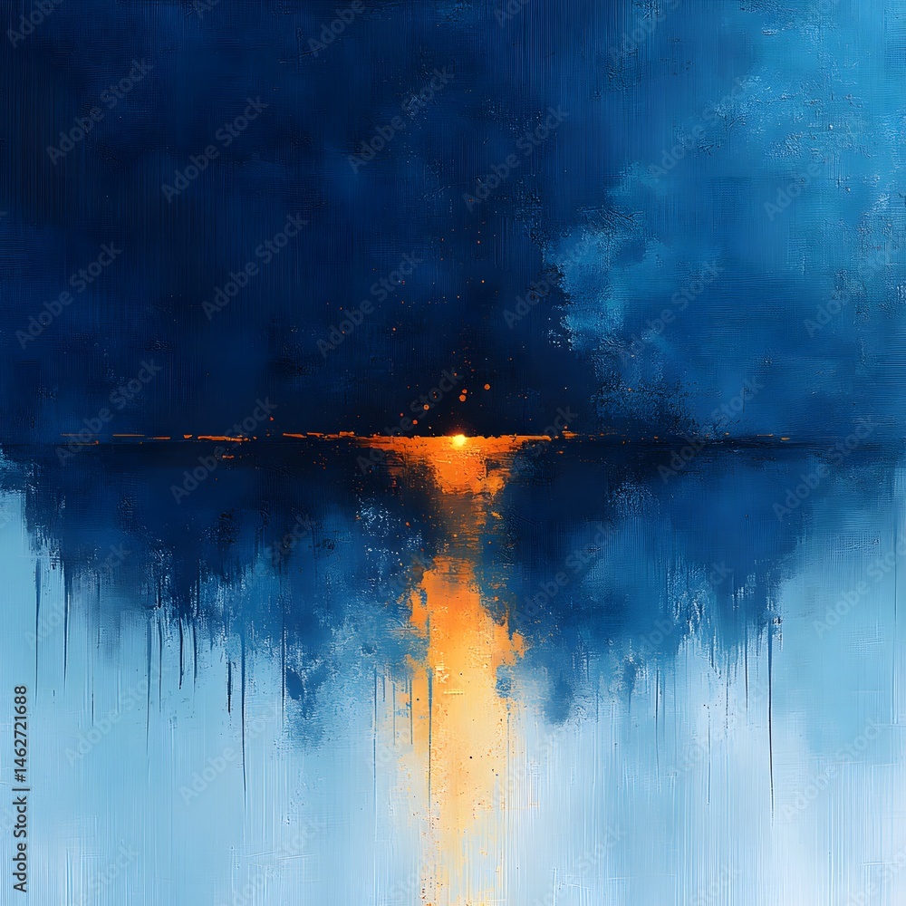 Poster dynamic abstract art piece explores colorful contrasts on dark canvas