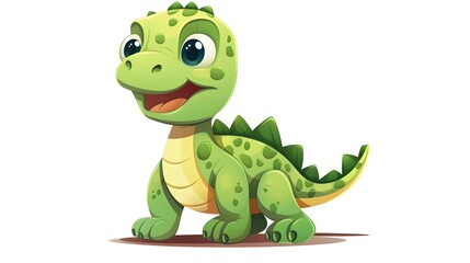 Fototapeta premium Cute Baby Dinosaur in Flat Style Vector Illustration on White Background