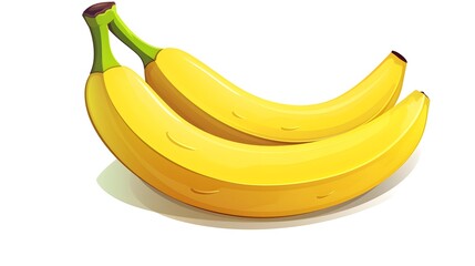 Detailed flat vector illustration of ripe yellow banana on a white background