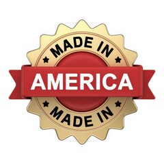 Made in America Gold Seal with Red Ribbon and Stars