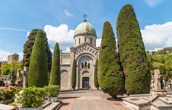 Funeral chapel (Famedio) in the Monumental Cemetery of Lugano, in the canton of Ticino, Switzerland