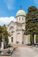 Obraz premium Funeral chapel (Famedio) in the Monumental Cemetery of Lugano, in the canton of Ticino, Switzerland