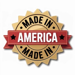 Obraz premium Made in America Gold Seal with Red Ribbon and Stars