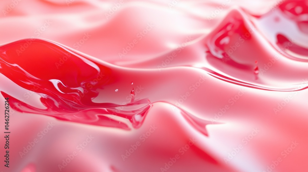 Poster captivating splash of red liquid creating a beautiful pattern as it impacts the surface with floatin