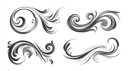 Fototapeta premium Decorative swirls divider. Collection of vector calligraphic objects for wedding invitation, greeting card and certificate design. Lines, borders, swirls and divider in retro classic style. illustrat