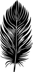 Obraz premium Black feather silhouettes in various shapes and styles, including curved, pointed, rounded, and detailed designs