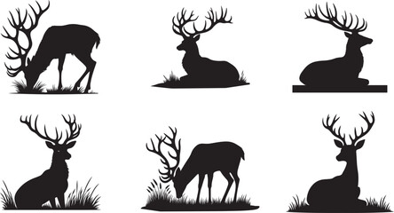 Silhouette Deer Vector Illustration Designs for Art and Craft