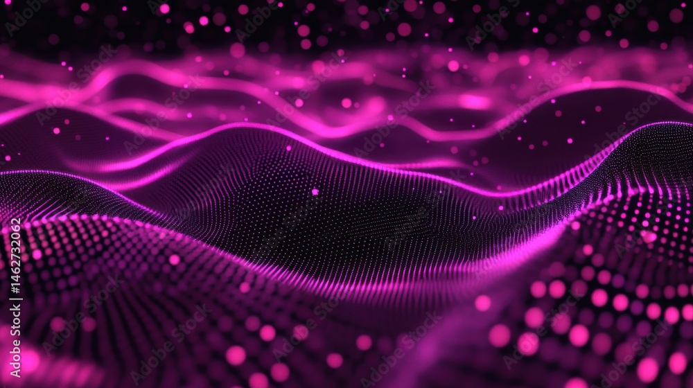 Poster abstract cyber space environment background. digital particles grid virtual reality. graphic concept