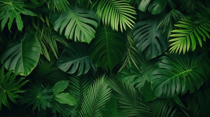 Lush green tropical leaves background nature foliage texture botanical wallpaper