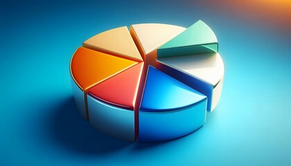 Fototapeta premium Glossy 3D pie chart slice pulled out from a complete circle