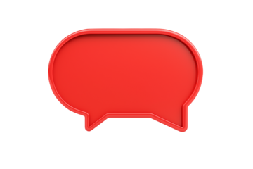 Blank red speech bubble illustration on a transparent or white background, perfect for communication design, social media, or presentation graphics.