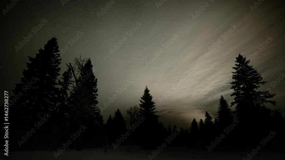 Canvas Prints late night timelapse looking at a star filled sky as thin clouds move towards the viewer